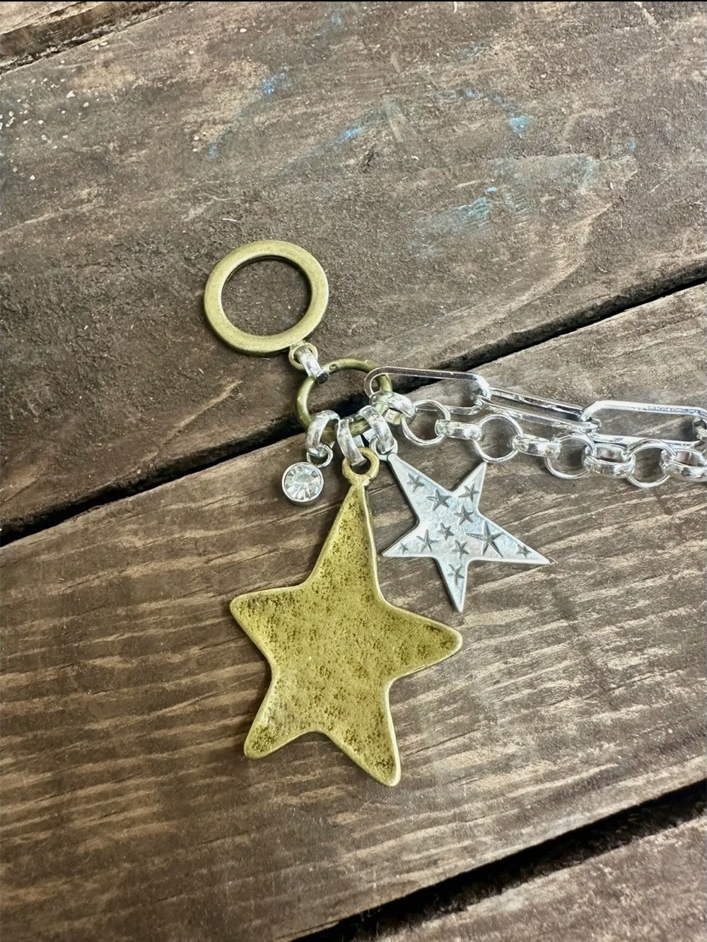 Gypsy Junk Rock Star Charm Mixed Metal Chain Bracelet